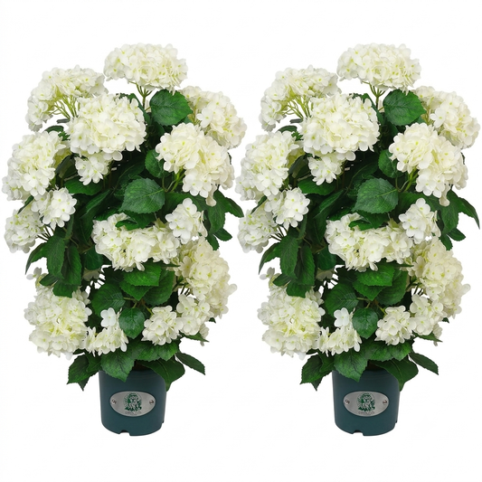 Faux Hydrangea Tree – 30 Inch Hydrangea Tree Artificial with White Flowers, UV Resistant