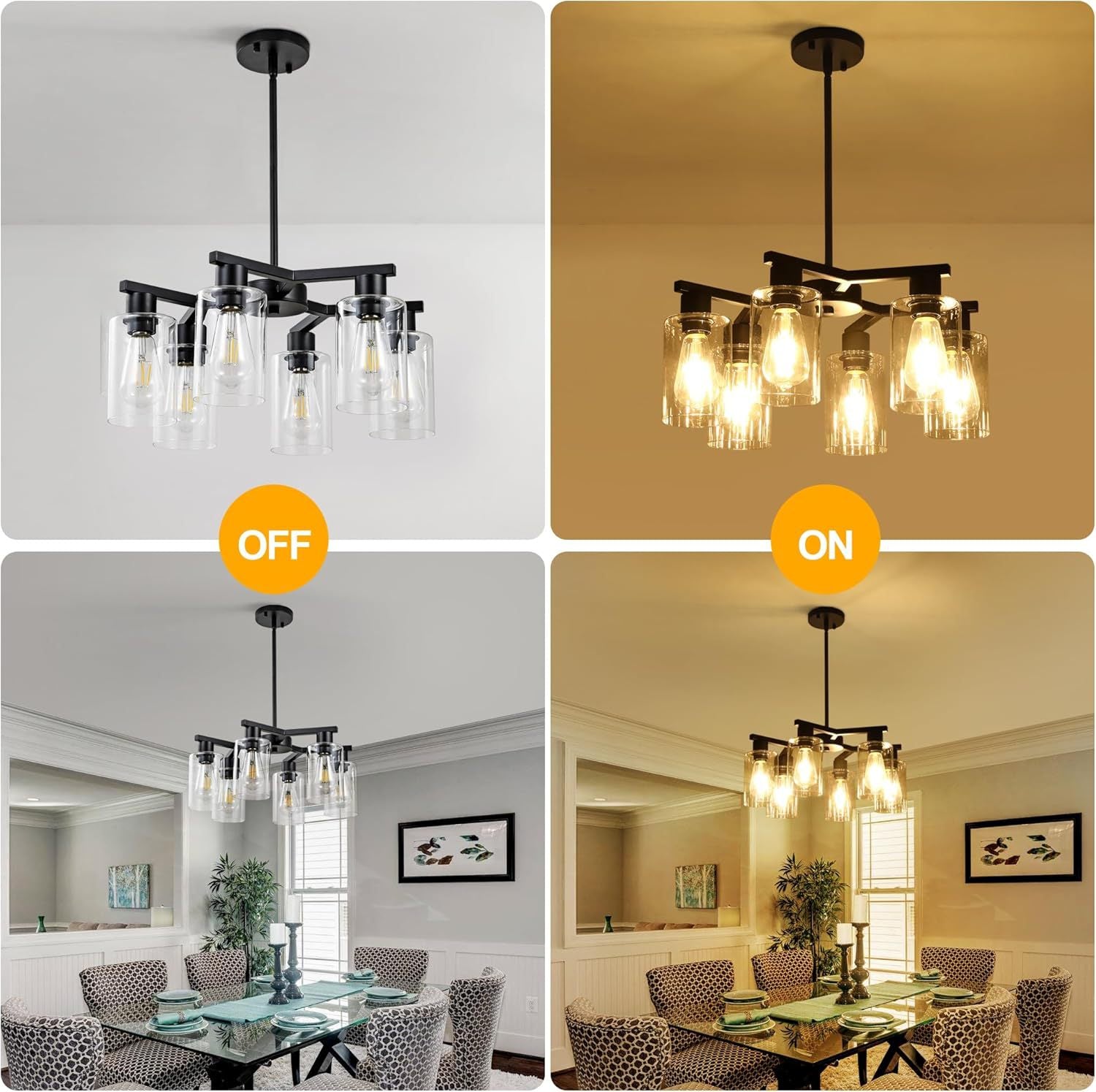 Black modern glass chandelier