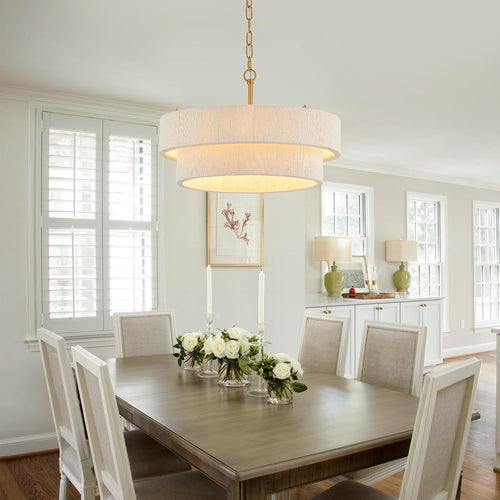 20” Hand Woven Rattan Chandelier Boho Pendant Light Adjustable Coastal Pendant Light for Kitchen Island Dining Living Room, White