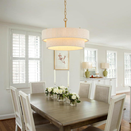 20” Hand Woven Rattan Chandelier Boho Pendant Light Adjustable Coastal Pendant Light for Kitchen Island Dining Living Room, White