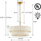 20” Hand Woven Rattan Chandelier Boho Pendant Light Adjustable Coastal Pendant Light for Kitchen Island Dining Living Room, White