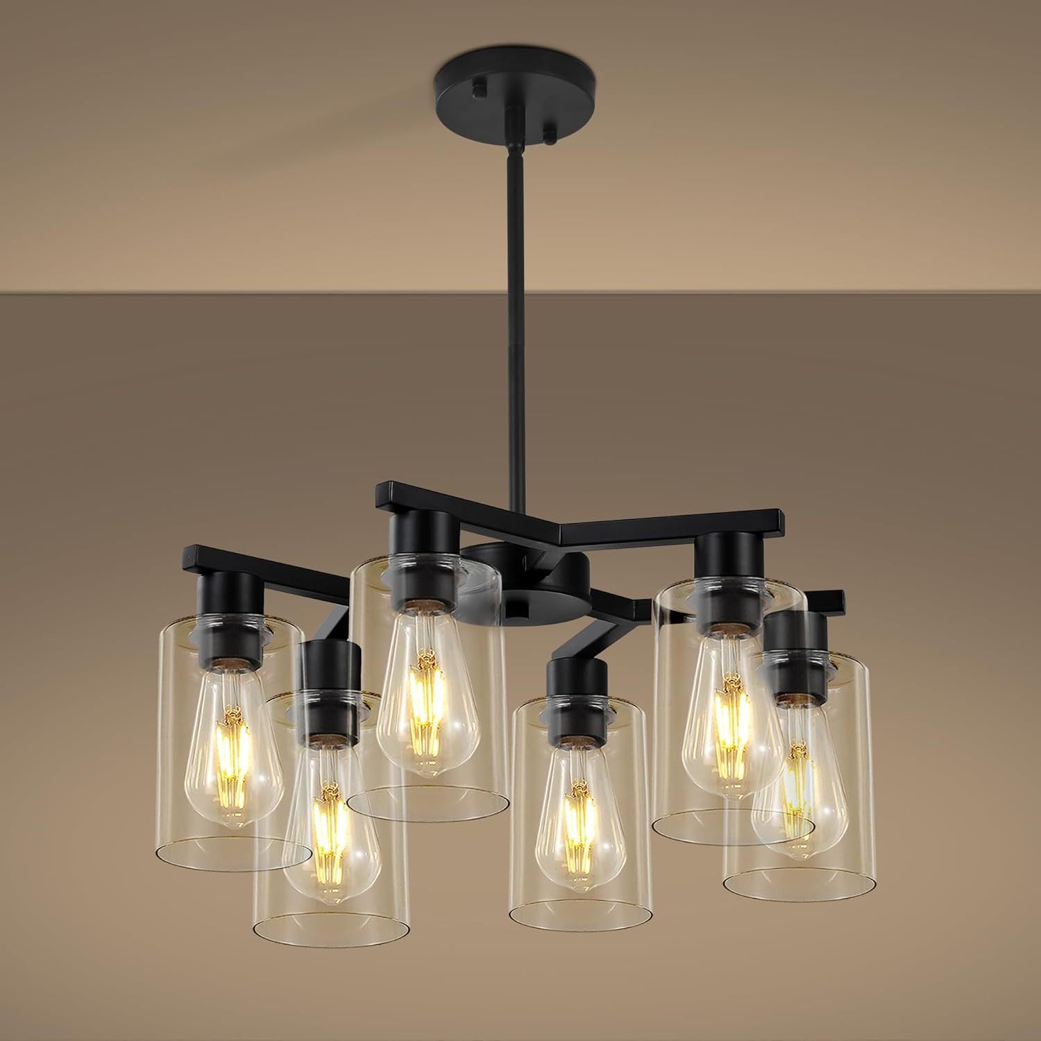 Black modern glass chandelier