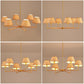 Rattan chandelier Large 6 heads retro industrial style