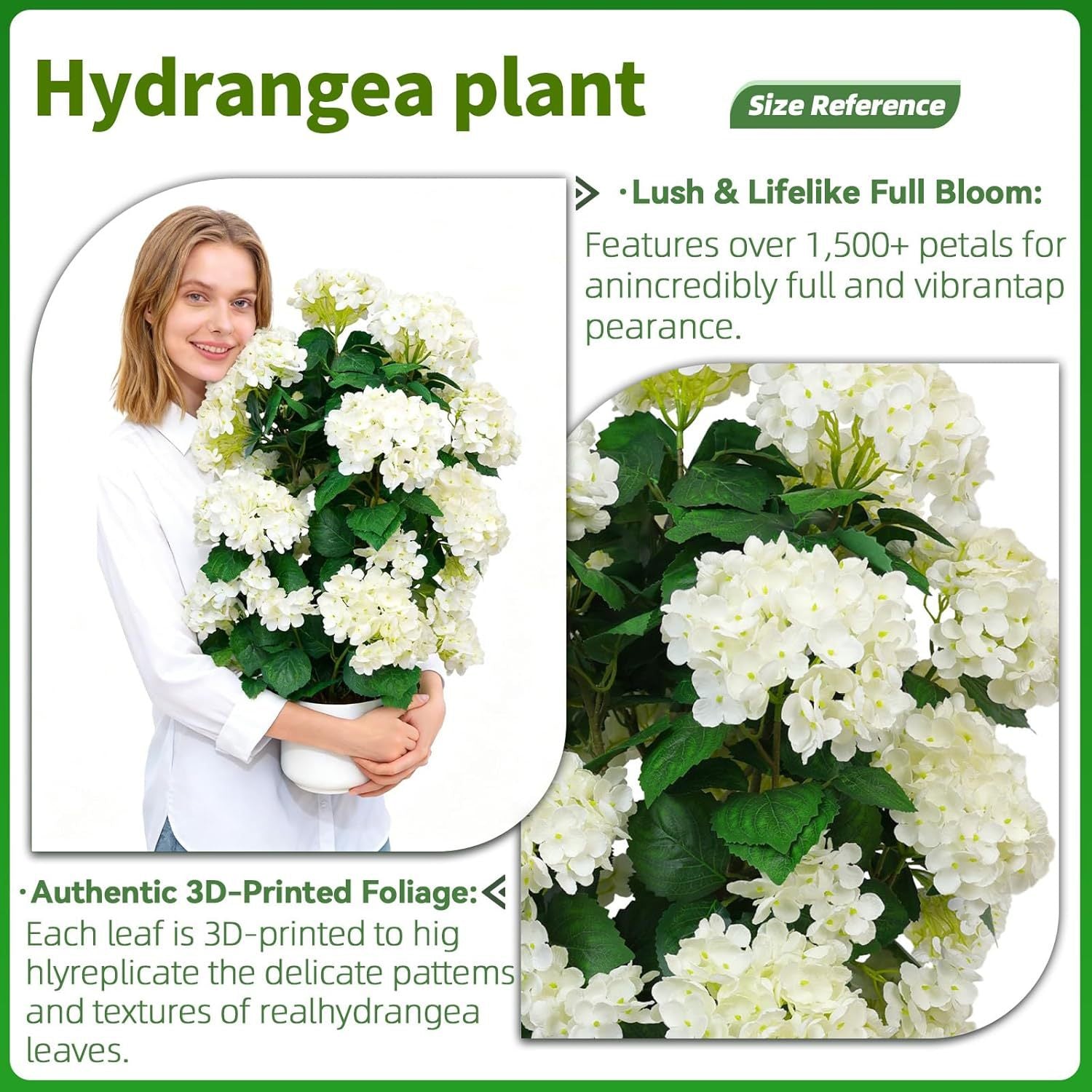 Faux Hydrangea Tree – 30 Inch Hydrangea Tree Artificial with White Flowers, UV Resistant