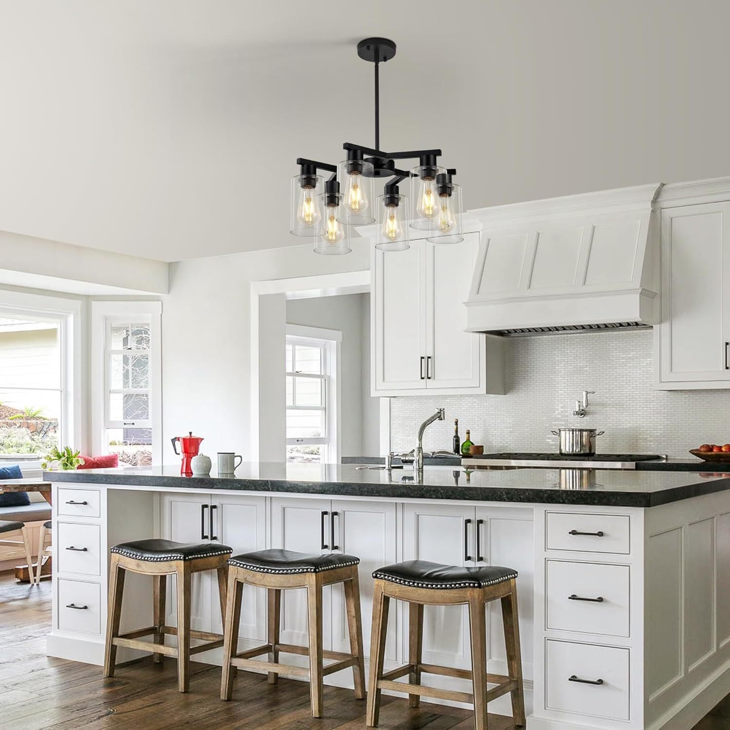 Black modern glass chandelier