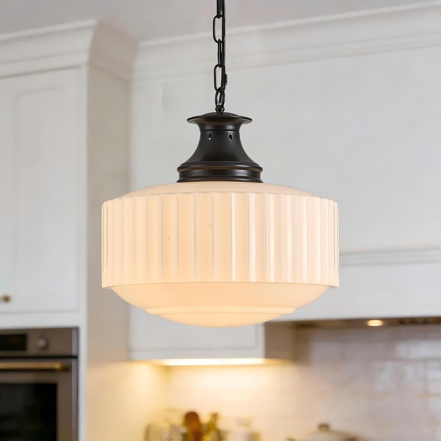 Vintage Style Milk Glass Pendant Light Fixture