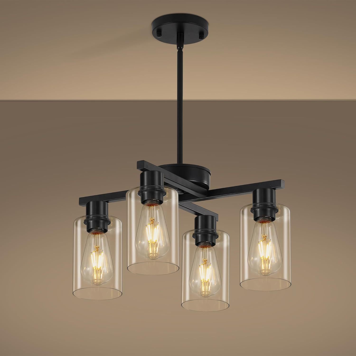 Black modern glass chandelier
