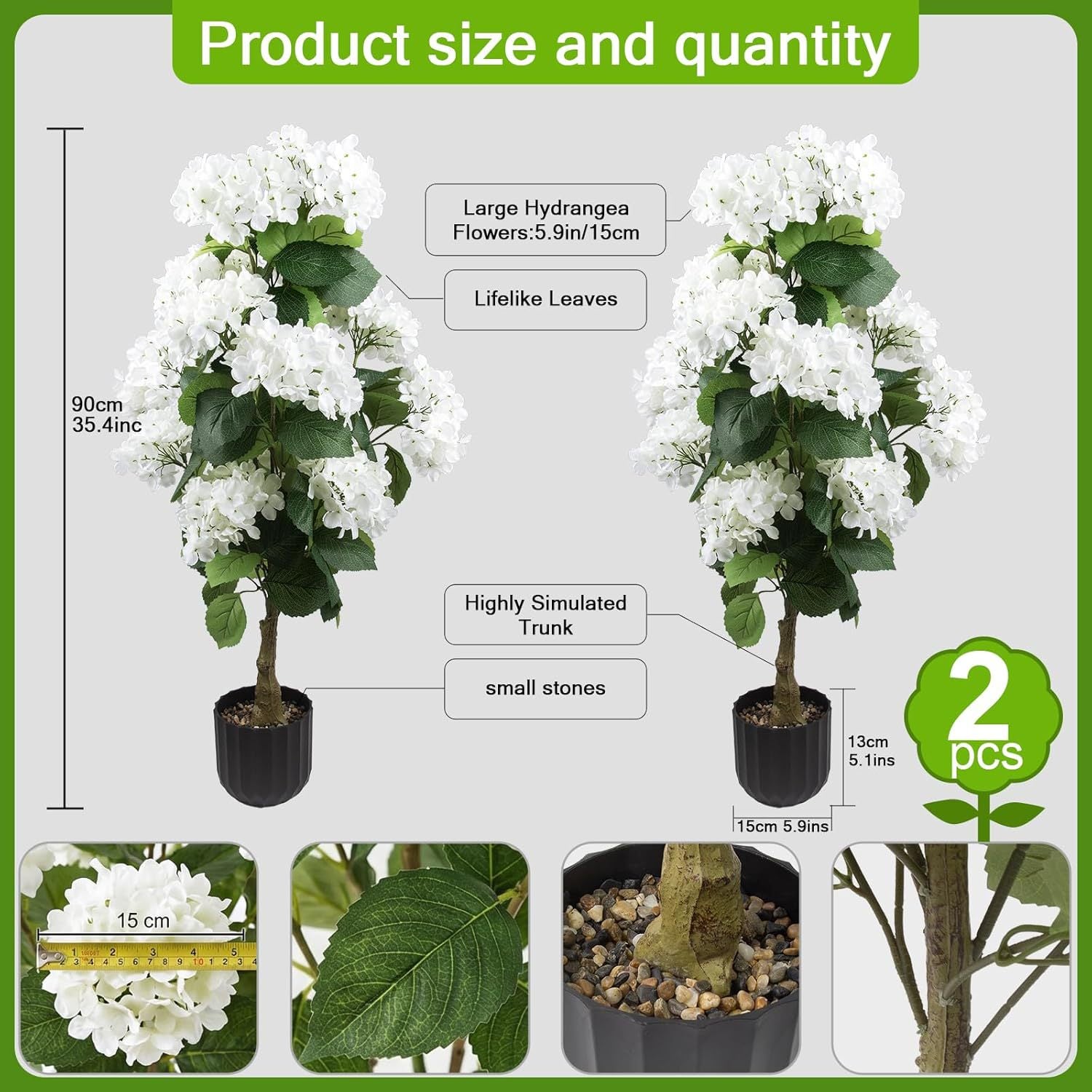 Artificial Hydrangea Trees potted - 2 pieces