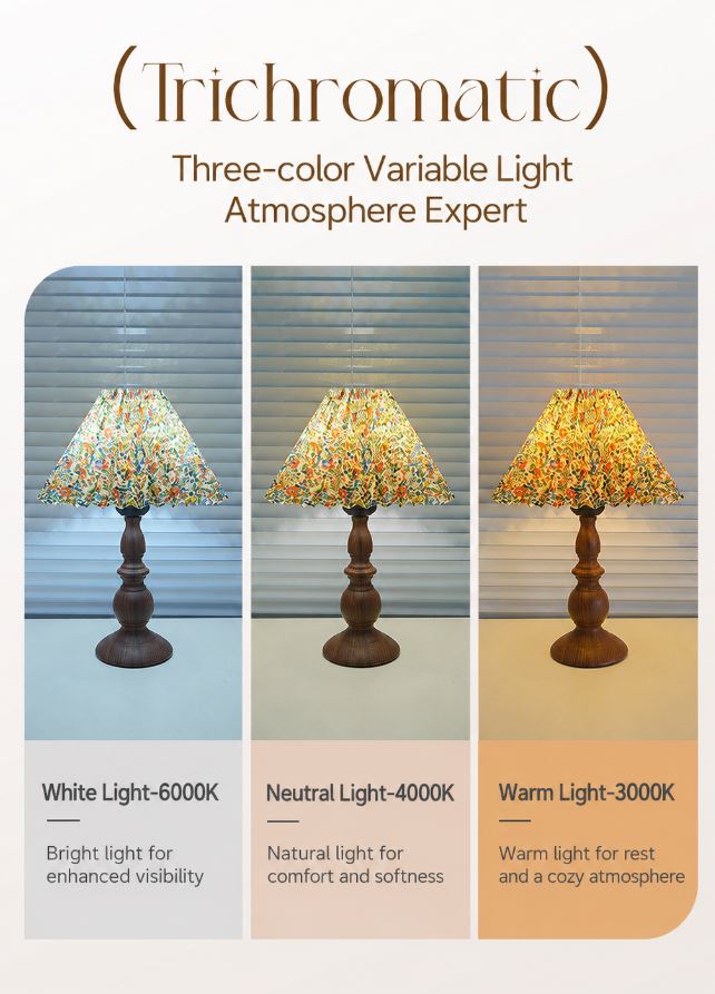 American Style Retro Wood Grain Table Lamp