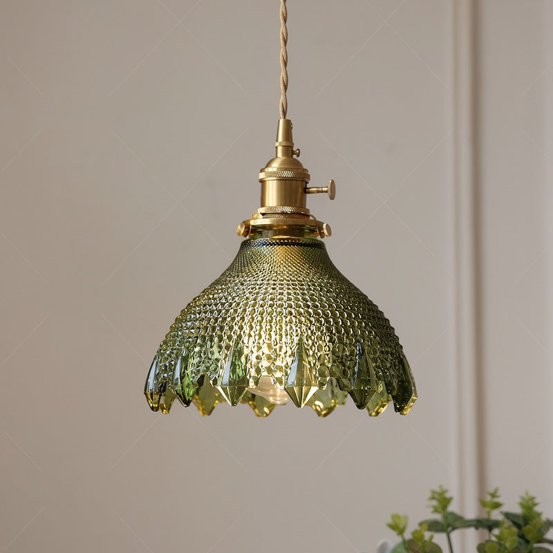 Nordic luxury green glass pendant light - retro style