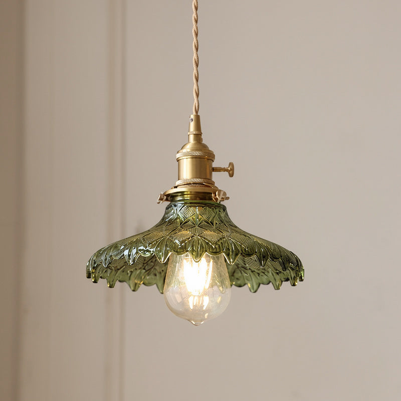Nordic luxury green glass pendant light - retro style