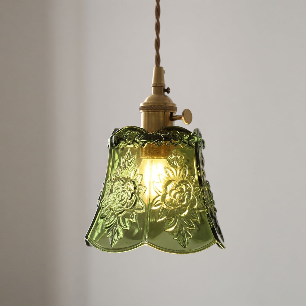 Nordic luxury green glass pendant light - retro style