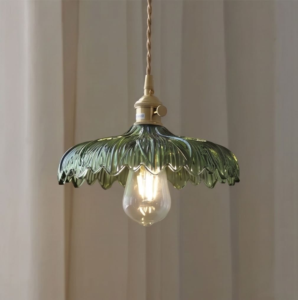 Nordic luxury green glass pendant light - retro style