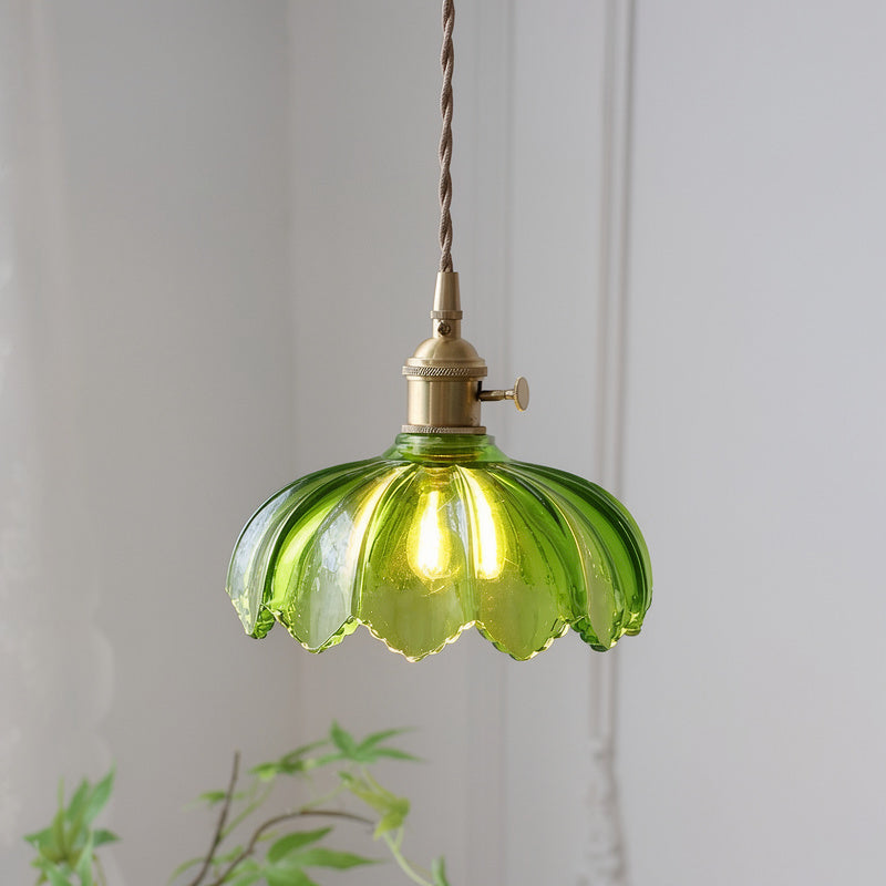 Nordic luxury green glass pendant light - retro style