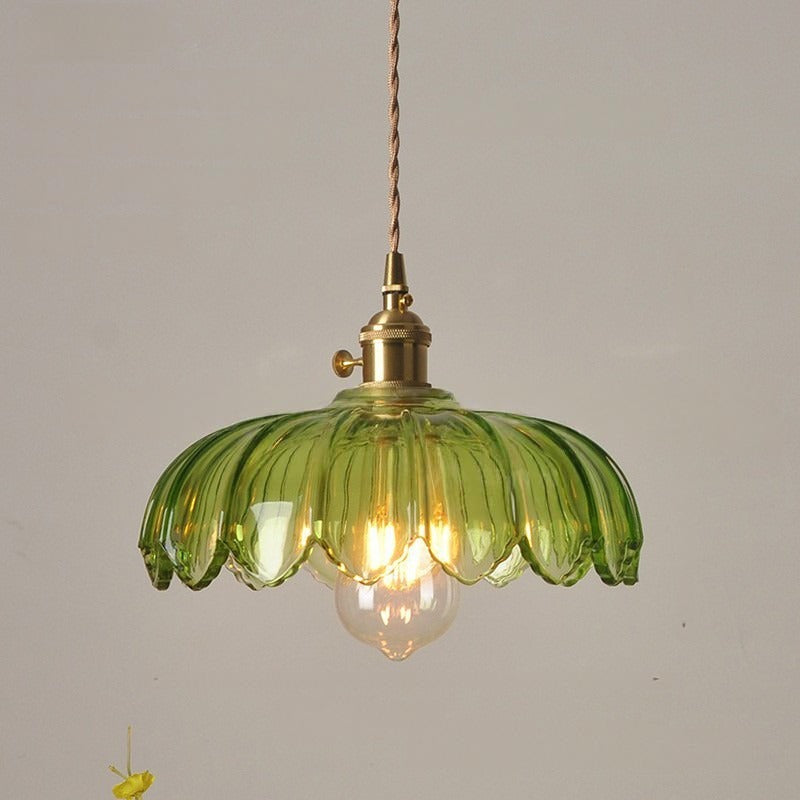 Nordic luxury green glass pendant light - retro style