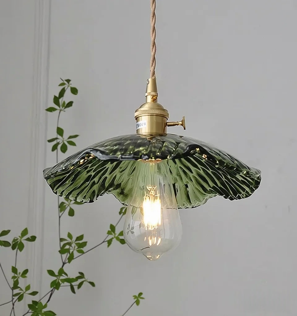 Nordic luxury green glass pendant light - retro style