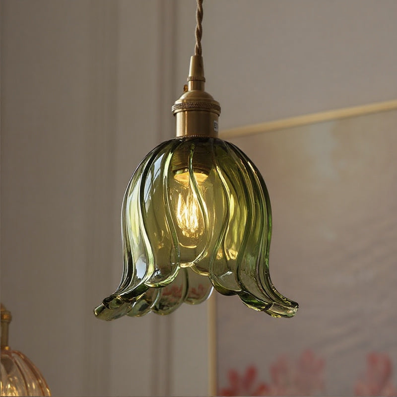 Nordic luxury green glass pendant light - retro style