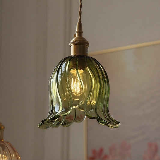 Nordic luxury green glass pendant light - retro style