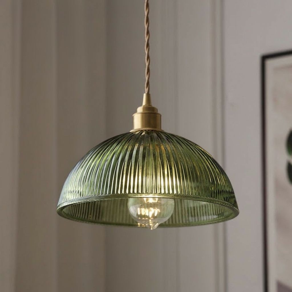 Nordic luxury green glass pendant light - retro style