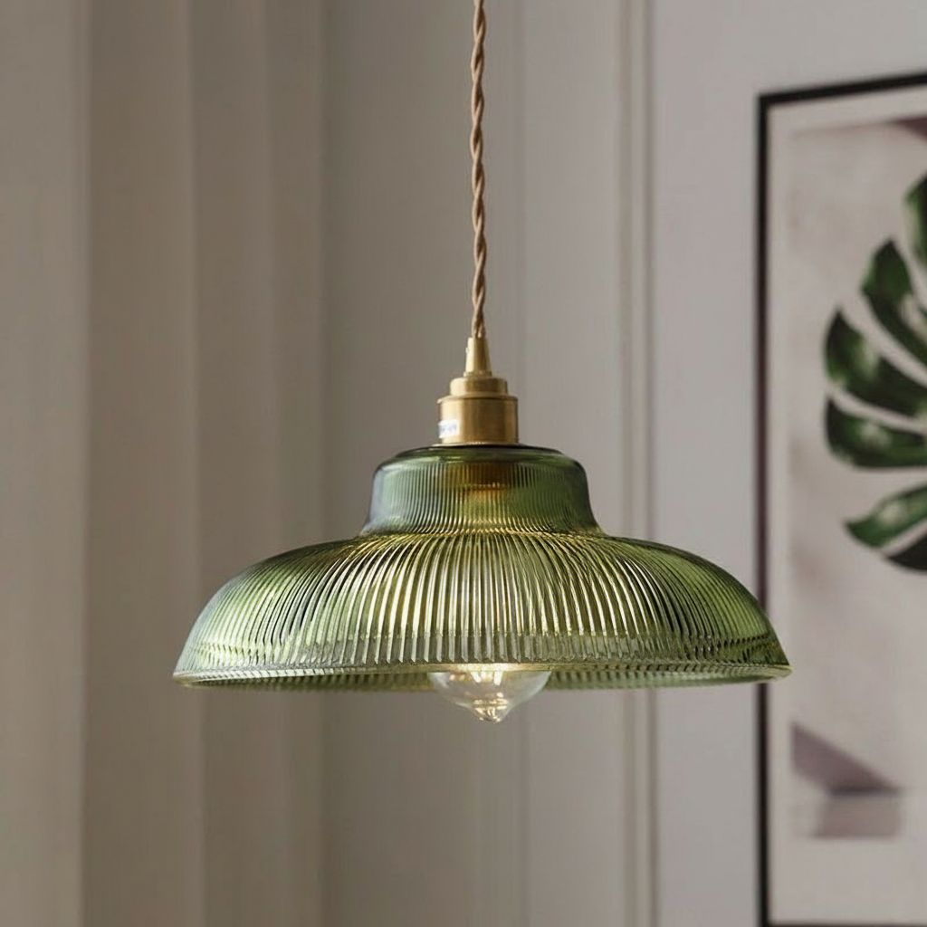 Nordic luxury green glass pendant light - retro style