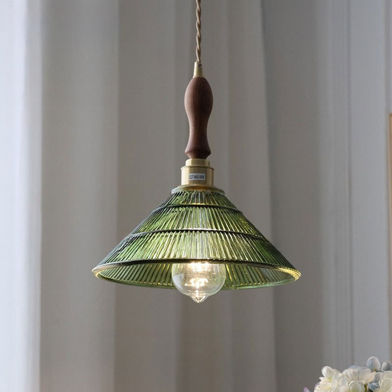 Nordic luxury green glass pendant light - retro style