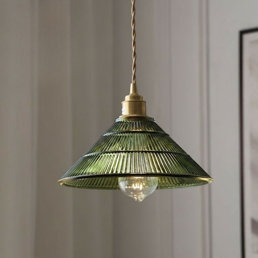 Nordic luxury green glass pendant light - retro style