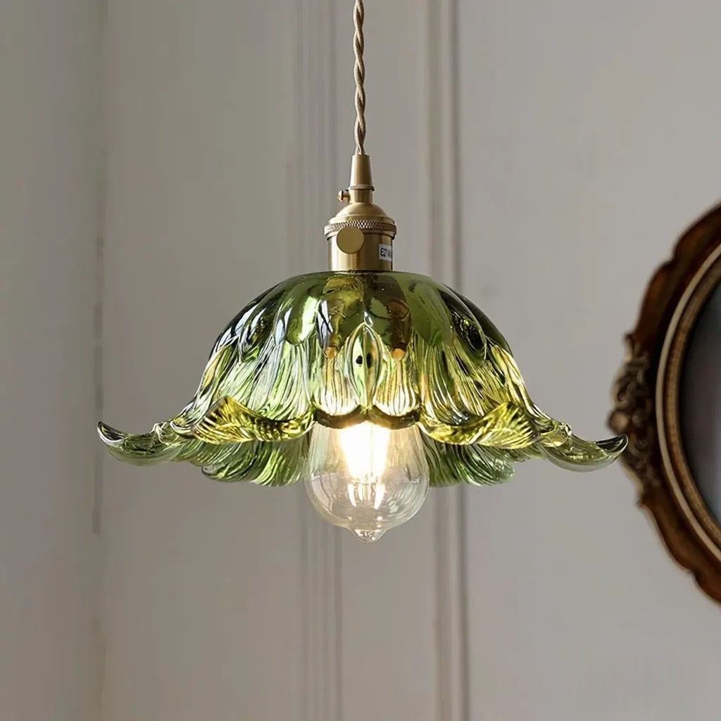Nordic luxury green glass pendant light - retro style