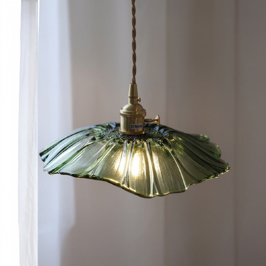 Nordic luxury green glass pendant light - retro style