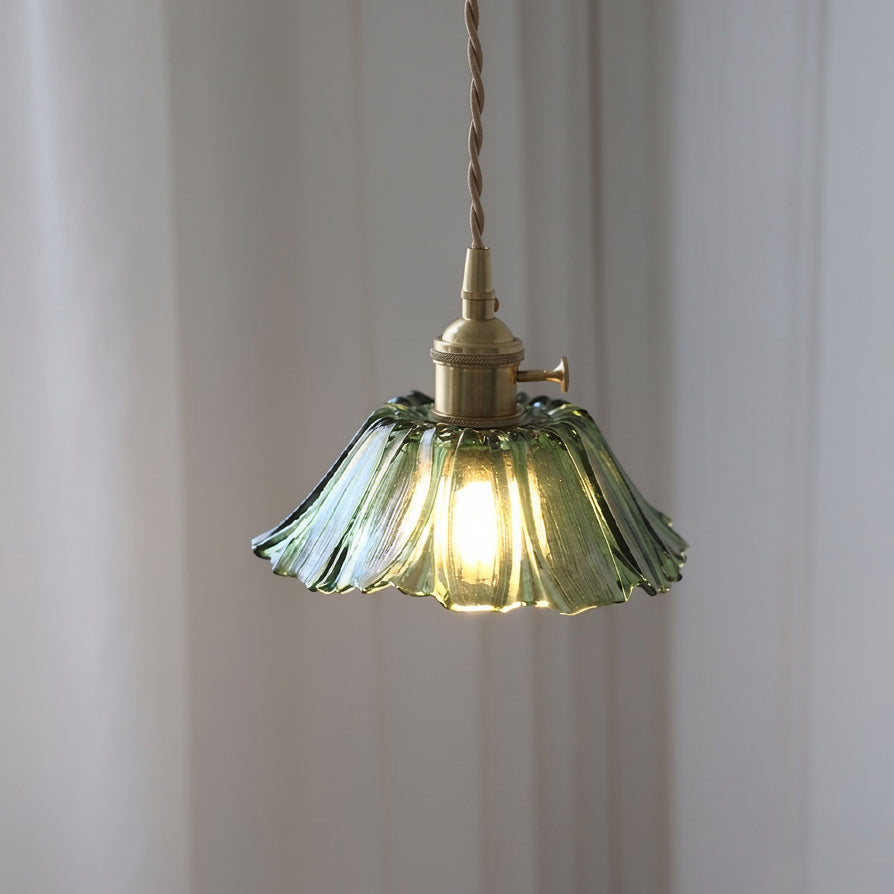 Nordic luxury green glass pendant light - retro style