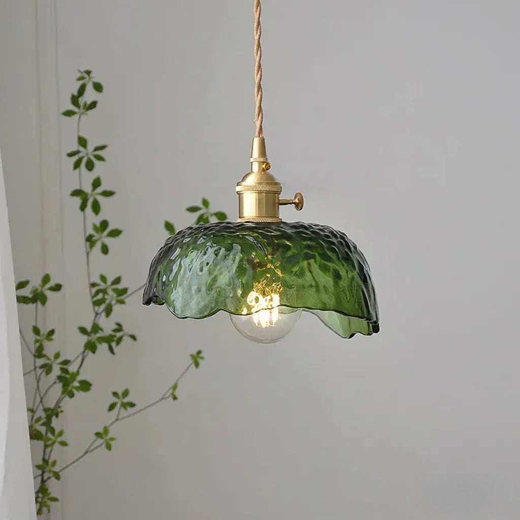 Nordic luxury green glass pendant light - retro style