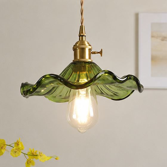 Nordic luxury green glass pendant light - retro style