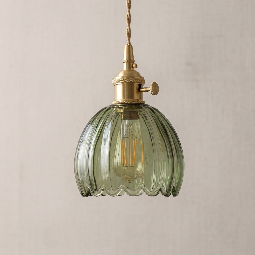 Nordic luxury green glass pendant light - retro style
