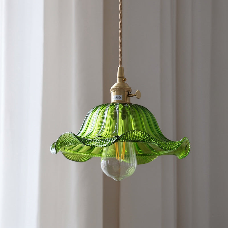Nordic luxury green glass pendant light - retro style