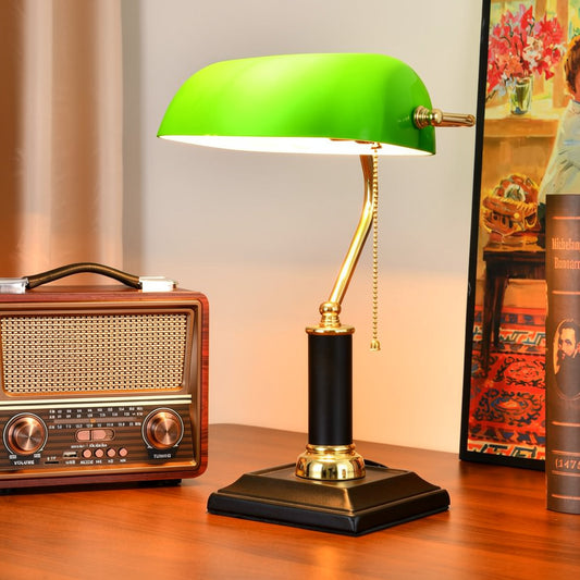 Old-Fashioned green Bank Table Lamp - American Retro