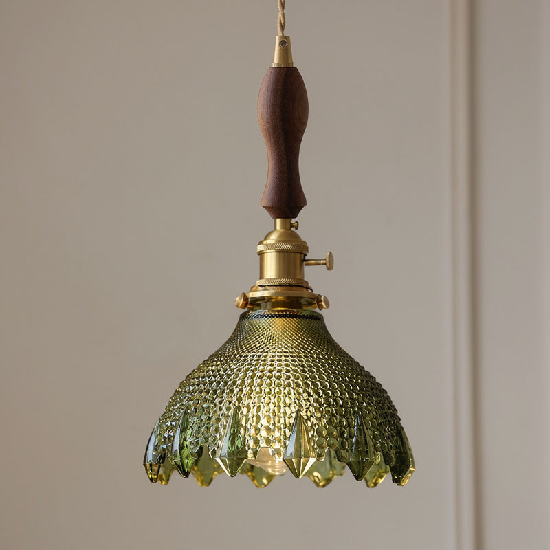 Nordic luxury green glass pendant light - retro style