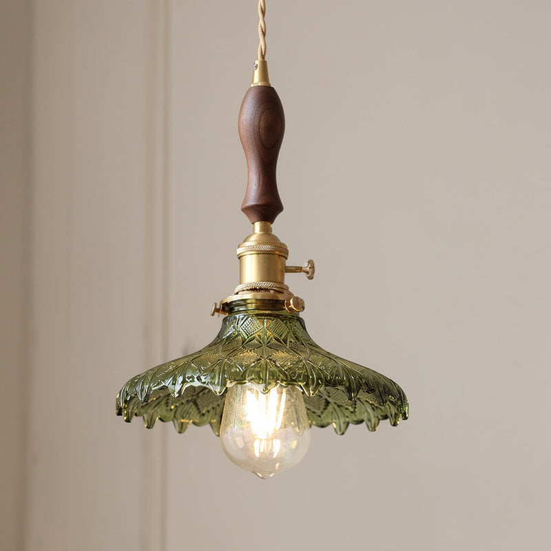 Nordic luxury green glass pendant light - retro style