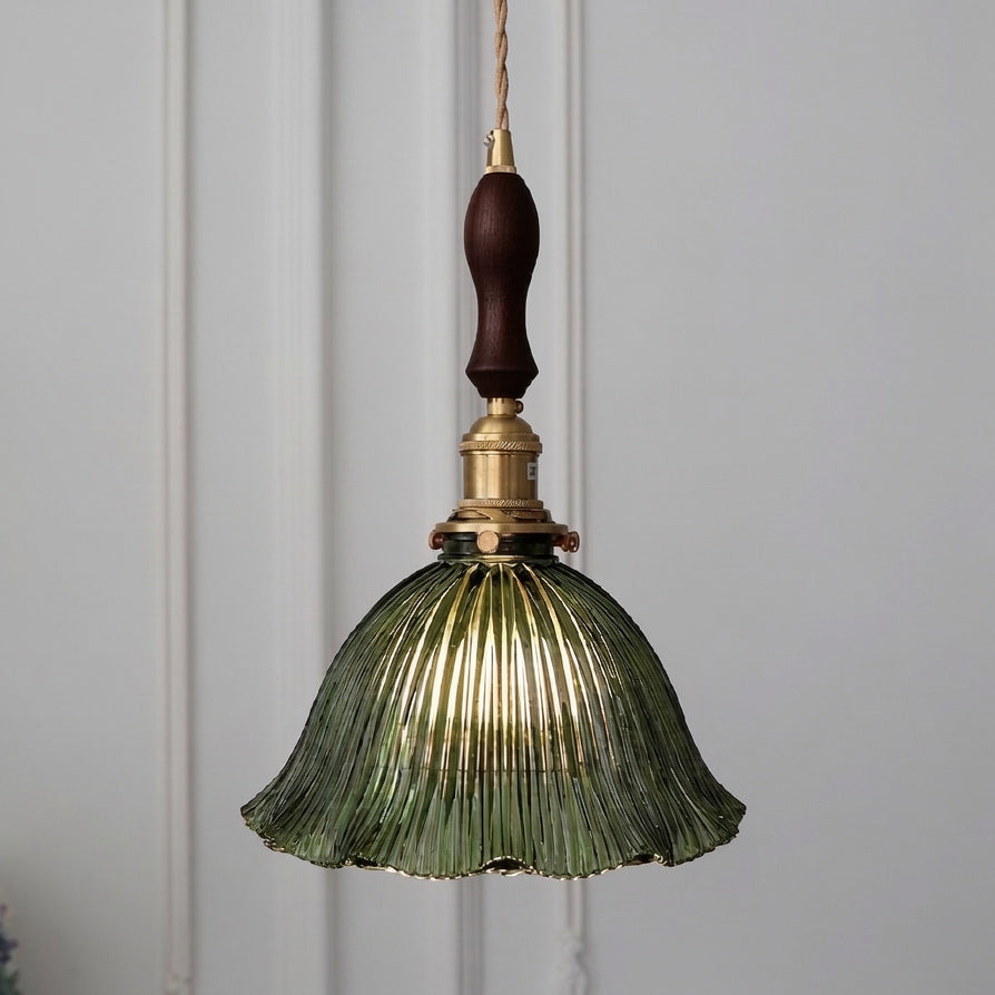 Nordic luxury green glass pendant light - retro style