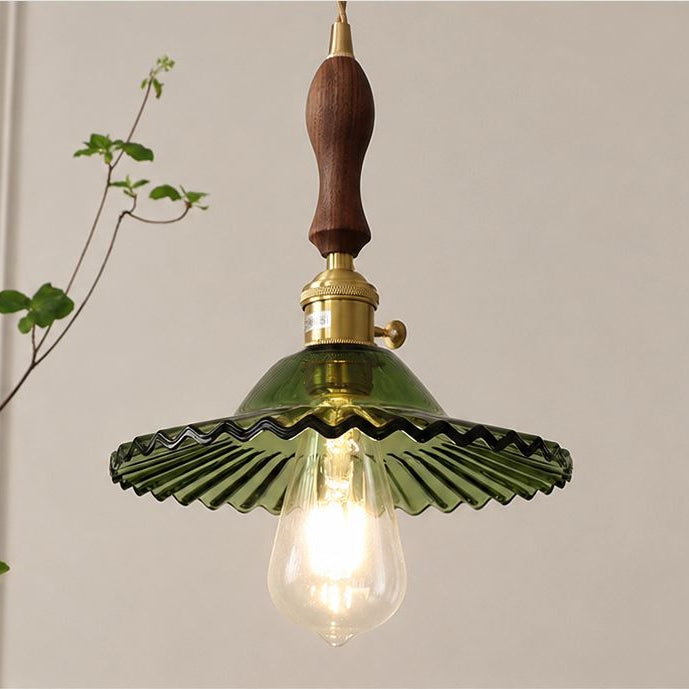 Nordic luxury green glass pendant light - retro style