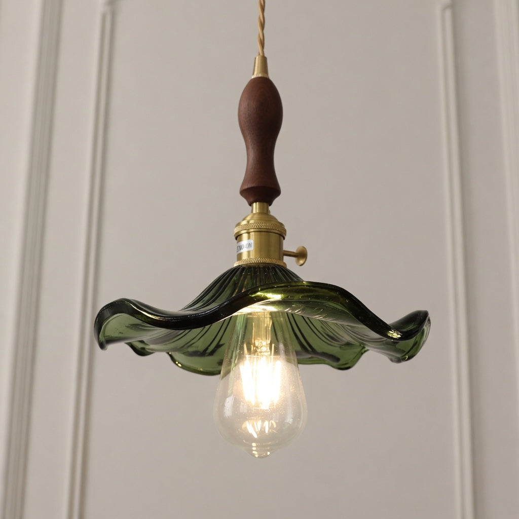 Nordic luxury green glass pendant light - retro style